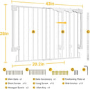Cumbor 29.2-43" No Bottom Bar Baby Gate for Stairs, 2-in-1 Hardware Mounted Dog Gate Indoor, Auto Close Pet Gate for Doorways with Large Walk Thru Door, Wide Child-Proof Safety Gates for Kids (White) by TinyTreasures Baby Boutique