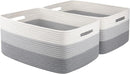 Large Storage Basket for Organizing, Woven Rope Basket for Shelves, Closet Organizer Bins for Clothes, Blanket, Toys, Baby Nursery Storage, 17.7" x 13" x 7.87", 2 Packs Gradient Grey by TinyTreasures Baby Boutique