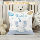 Custom Crib Bedding Set - Elephant Design Personalized Name Baby Nursery Bed 3 Pcs Set - Chic Soft Blanket with Dotted Backing, Sheet, Pillowcase for Newborn Girls Boys Gifts Color18 by TinyTreasures Baby Boutique