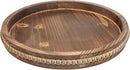 Round Burnt Wood Serving Tray with Beads, Wooden Decorative Tray for Entertaining, Decoration, and Gifting, by CozyNest Decor