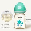 YOHKOH PPSU Baby Bottle Wide Neck, Newborn Anti-Colic Baby Bottle with Natural Response Nipple, Streamlined Body, Easy to Clean (5.4oz (Pack of 4), Blue) by TinyTreasures Baby Boutique