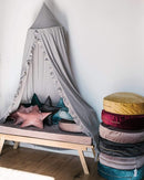 Bed Canopy with Frills Reading Nook Game Tent for Kids Boho Hanging Net Play Room Decor(Light Grey) by TinyTreasures Baby Boutique