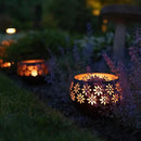 5.4” 4-Pack Decorative Metal Solar Patio Light with Flickering Flame, Waterproof Dusk-to-Dawn Garden Lantern, Matte Black by GreenHaven Gardens
