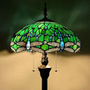 Tiffany Floor Lamp Stained Glass Lamp Standing Reading Light 16x16x70 Inch for Living Room (Green Dragonfly) by CozyNest Decor