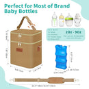 PIIOSER Breastmilk Cooler Bag with Ice Pack Fits 6 Baby Bottles Up to 9 Ounce, Insulated Baby Bottle Tote Bags, Double Layer Waterproof Leak-Proof with Shoulder Strap for Nursing & Working Mom (Brown) by TinyTreasures Baby Boutique