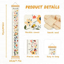 Personalized Name Growth Chart for Kids, Flower Canvas Height Chart Ruler Removable Hanging Wall Ruler Measurement Chart for Home Decoration, Waterproof Measuring Board, Foldable by TinyTreasures Baby Boutique