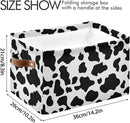 Black White Cow Skin Print Storage Basket Cube Storage Bins Organizer Bag Collapsible Closet Shelf Baskets with handle for Baby Cloth Pet Toy Book 14.2×10.2×8.3 IN by TinyTreasures Baby Boutique