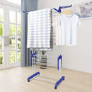Bigzzia Clothes Drying Rack, Folding Stainless Steel Drying Rack Clothing Indoor Outdoor, Space-Saving, 4 Tier Laundry Drying Rack with Two Side Wings Grey Blue by CozyNest Decor