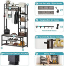 BON AUGURE Hall Tree with Bench and Shoe Storage, Entryway Bench with Coat Rack, Wooden Metal Coat Tree with Hooks, 5 in 1 Multifunctional Shoe Benches and Wall Rack (Dark Gray Oak) by CozyNest Decor