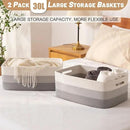 Large Storage Basket for Organizing, Woven Rope Basket for Shelves, Closet Organizer Bins for Clothes, Blanket, Toys, Baby Nursery Storage, 17.7" x 13" x 7.87", 3 Packs Gradient Grey by CozyNest Decor