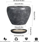Ceramic Planters for Indoor Plants - 10 Inch Plant Pot with Drainage Hole and Saucer, Large Flower Pot for Home Decor, Gray by GreenHaven Gardens