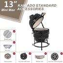 13" Round Ceramic Kamado Charcoal Grill - Heavy-Duty Black Outdoor BBQ Smoker with Heat Retention, Portable Egg Design for Grilling, Smoking, Baking & Roasting (Includes Ash Tool) by GreenHaven Gardens