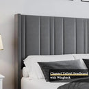 King Size Bed Frame and Headboard, Modern Velvet Upholstered Bed Frame with Vertical Channel Tufted Headboard & Footboard, Soft Bed Frame King, Noise Free, No Box Spring Needed, Easy Assembly, Grey by CozyNest Decor