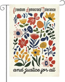 Social Justice Encourage Garden Flag Freedom Democracy Tolerance And Justice for All Decorations Small Double Sided Burlap art Stained Glass Style Garden Flags 12 x 18 Inch for Outside by GreenHaven Gardens
