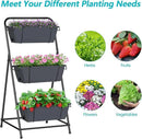 Vertical Garden Planter 3 Tier Raised Garden Bed Herb Planter Outdoor Standing Garden Planter Box with Drainage Holes Removable Tray for Patio Balcony Porch Grey by GreenHaven Gardens