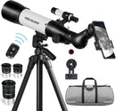 FREE SOLDIER Telescope 70mm Aperture 500mm Refractor Telescope for Adults High Powered - Professional Astronomical Refracting Telescope for Adults Beginners with Phone Adapter and Carry Bag White by TinyTreasures Baby Boutique