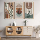 IARTTOP Large Boho Wall Art Set Of 3 Framed Mid Century Modern Wall Decor Abstract Geometric Wood Wall Art For Bedroom Living Room Office 16"x 32" by CozyNest Decor