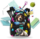 Funny Astronaut Dog Print Kids Backpack, Planet Space Galaxy Themed School Bag for Boys & Girls, Lightweight and Durable Bookbag for Age 5-12, Backpack Ideal for School & Outdoor Adventures by TinyTreasures Baby Boutique