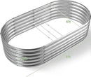 Land Guard Galvanized Metal Raised Garden Bed Kit, 8x4x1.5ft Large Planter Boxes Outdoor, Oval Gardening Box, Patio Garden Planter Box for Vegetables (Silver) by GreenHaven Gardens