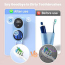 Toothbrush Holder and Cleaner for Bathroom Light Cleaning Fan Drying Round in Circle Automatic Rotating Cover Wall Mounted Smart Home Gadgets (02 Blue) by CozyNest Decor