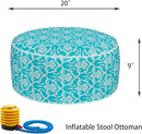 FUNHOME Inflatable Outdoor Ottoman with Air Pump,20"x9" Portable Patio Pouf,Water Resistant,Fade-Resistant,Round Blow Up Footrest Stools for Home Garden Camping Travel(Romantic Blue) by CozyNest Decor