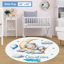 Personalized Crib Set, 5 Pcs Custom Baby Crib Set with Name, Blue Moon Bear Baby Bedding Set for Boys Girls, Double Layer Nursery Bedding Set, Toddlers Infants New Parents Gift by TinyTreasures Baby Boutique