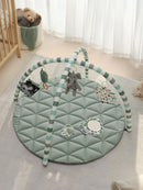 Blissful Diary Waterproof Baby Play Gym Mat, Wipe-Clean Vegan Leather Tummy Time Mat with 6 Detachable Toys, Baby Activity Mat, Sage Green by TinyTreasures Baby Boutique
