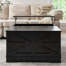 Black Coffee Table with Storage, Cocktail Table with Hinged Lift Top, Farmhouse Square Wood Center Table with Large Hidden Storage Compartment for Living Room, Square Coffee Table, Metal Edges Decor by CozyNest Decor