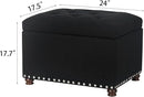Joveco Storage Ottoman Bench, Rectangle 24″ Linen Foot Rest Stool Square Footstool for Living Room, Bedroom, Black by CozyNest Decor