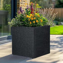 LEWIS&WAYNE Large Square Planter Box Handmade Wicker Tall Planters for Outdoor Plants with Removable Liners Modern Planter for Indoor Outdoor Garden Patio Front Porch - Black, 17''x17''x18'' by GreenHaven Gardens
