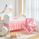 Tufted Ruffle Crib Bedding Set 3 Pieces Baby Boho Quilted Comforter with Fitted Sheet and Bed Skirt - Cute Ruffled Shabby Chic Baby Bedding Soft Blanket Design Pink by TinyTreasures Baby Boutique