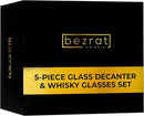 Whiskey Decanter Glasses Gift Set - 4 Whiskey Glasses - Airtight Stopper for Wine, Bourbon, Brandy, Juice, Water - Decanter Sets For Men Christmas Gifts for Dad Boyfriend Husband Him - Bezrat by CozyNest Decor