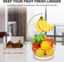 Livabber Countertop Fruit Basket Bowl with Banana Hanger, Modern Standing Fruit Vegetable Bowl Storage, with Banana Tree Holder for Kitchen Dinning Table (Round Marble, Gold) by CozyNest Decor