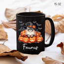 Personalized Ragdoll with Pumpkins Mug Gift for Halloween, Customized Name Ragdoll Witch Hat Coffee Cup, Unique Cat Breeds Ceramic Mug, Cat Dad Mom Halloween Cup, Black Tea Cups 11oz 15oz by TinyTreasures Baby Boutique