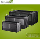 New Age Pet ECOFLEX 60 in Mojave Reptile Lounge in Espresso Black, Durable Wood Plastic Composite Habitat with Vented Side Panels, Removable Sliding Glass Doors, and Mesh Screen Top for Lamp Setup, by CozyNest Decor