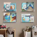 NIUBEE 16.5-Inch Acrylic Floating Bookshelves, 4-Pack, Clear Modern Wall Shelves for Child/Toddler， Invisible Ledge Book Shelves for Multi-Layer or Multi-Room Storage in Kids’ Rooms and Family Spaces by TinyTreasures Baby Boutique