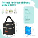 PIIOSER Breast Milk Storage Cooler Bag with Ice Pack, Fits 4 Baby Bottles Up to 5 Ounce, Small Insulated Breastmilk Cooler Travel Bag with Handle Buckle for Nursing & Working Mom Daycare (Black-XS) by TinyTreasures Baby Boutique