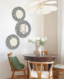 Natural Mother of Pearl Mirror Wall Decor for Bedroom Bathroom, 3PCS Geometric Wall Art Modern Home Office, Handmade Mosaic Art Circle Sculptures for Kitchen Living Dining Room (Black White) by CozyNest Decor