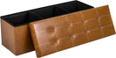 43 Inches Folding Storage Ottoman Bench, PU Leather Storage Chest, Footrest Padded Seat for Bedroom and Hallway, Holds up to 660 lbs, Light Brown by CozyNest Decor