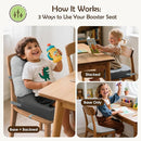 Booster Seat for Kitchen Chair with Comfy Backrest and Adjustable Safety Buckles,Non-Slip Kid Toddler Booster Seat for Dining Table,Portable PU Travel Baby Booster Increasing Cushion Chair by TinyTreasures Baby Boutique