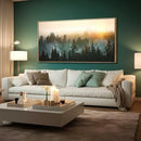 Living Room Wall Art Sunrise Misty Forest 24"x48" Modern Home Wall Decor Plants Wall Decorations Framed Artwork for Bedroom Dining Room Office Hotel by CozyNest Decor
