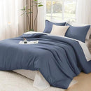 Litanika Comforters Bluish Grey King Size, 3 Pieces Lightweight Solid Bedding Set & Collections, All Season Fluffy Bed Set (104x90In Comforter & 2 Pillowcases) by CozyNest Decor
