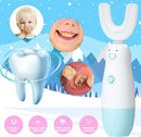 Kids Electric Toothbrush，U Shaped Toothbrush Waterproof Battery Powered 360 Automatic Sonic Toddler Toothbrushes for 8-13 Years Old for Boys Girls ，with 2 Replacement Brush Heads（Blue） by TinyTreasures Baby Boutique