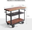 Diwhy Industrial 3 Tier Rolling Utility Storage Cart Wine Beverage, Metal Wine Rack with Wheels Kitchen Bar Dining Room Tea Wine, Storage Cart with Wood by CozyNest Decor