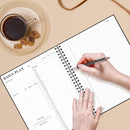 Daily Planner Undated - A4 To Do List Notebook Hourly Schedules, Spiral Appointment Planner for Women and Men,PVC Hardcover, Inner Pocket, Elastic Closure, 8.5" x 11", Black by TinyTreasures Baby Boutique