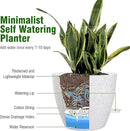 12/10/9 inch Large Self Watering Pots, Plant Pots with Mesh Drainage Holes for Indoor Outdoor Garden Plants, Flower Pots with Deep Reservoir, Set of 3 Plastic Planters, Specked White by CozyNest Decor