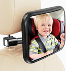 Baby Car Mirror for Rear Facing Seat - Clear View, Upgraded Hook Clip Design, 360 Rotation, Wide Crystal View, Shatterproof Crash Tested and Certified by TinyTreasures Baby Boutique
