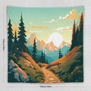 HZOHNAGO Mountain Tapestry Forest Mountain Sunrise Road Pattern Printed Wall Tapestry Wall Hanging for Bedroom Living Room Dorm 60" W x 60" H by CozyNest Decor