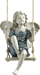 Design Toscano EU42046 Summertime Fairy on a Swing Hanging Statue, 11 Inch, Polyresin, Two Tone Stone by GreenHaven Gardens