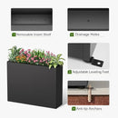 Stoog 38" Metal Tall Rectangular Planters Set of 2 - All-Weather Planter Box for Indoor/Outdoor Use, with Removable Insert Shelf, for Plants, Flowers, Garden, Black by GreenHaven Gardens